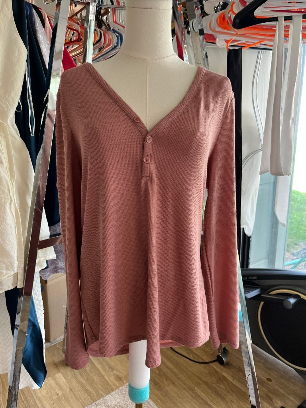 Athleta Wind Down Waffle Knit Sleep Top Palermo Pink XL - Picture 2 of 11